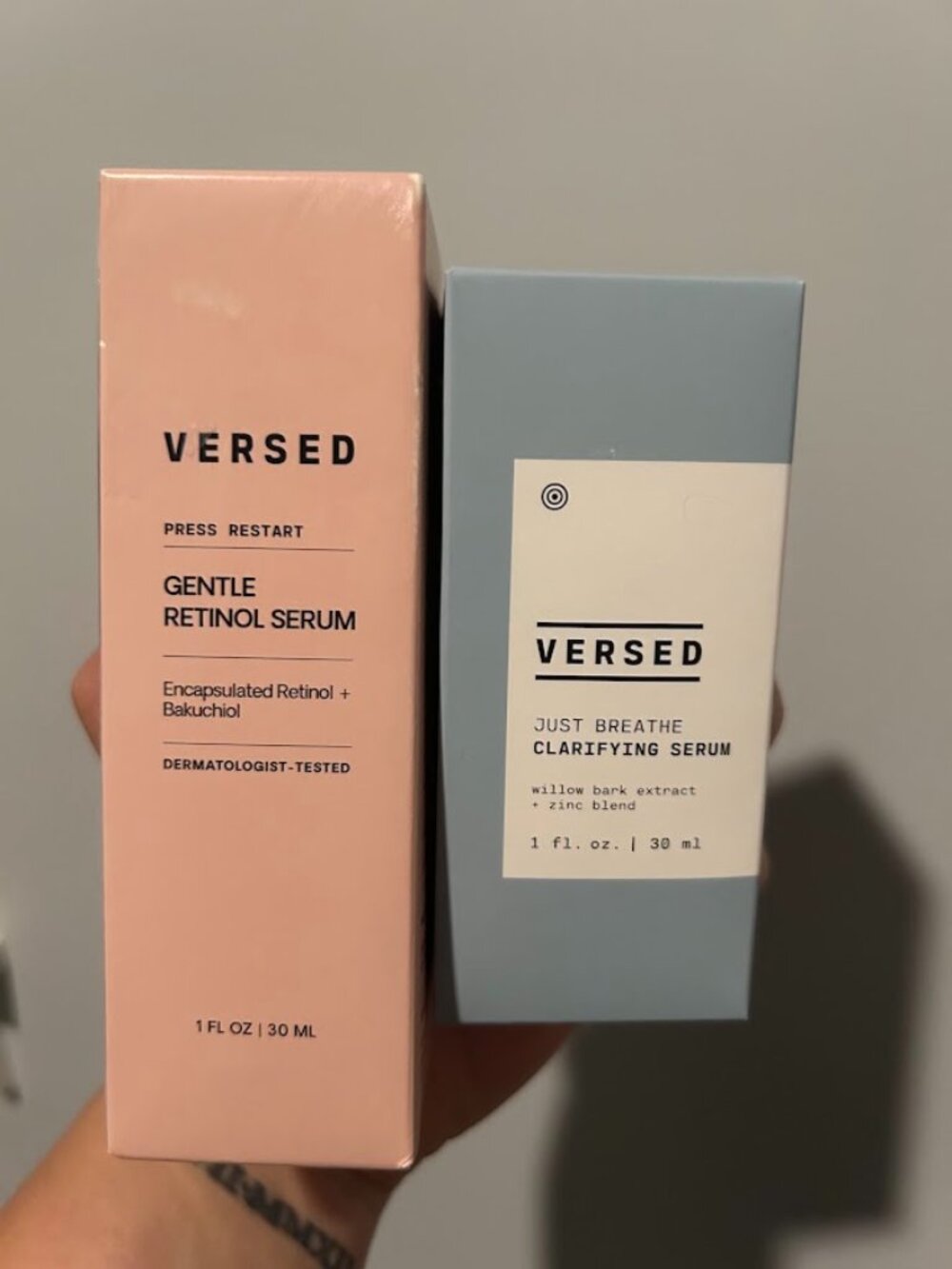 Versed Gentle Retinol Serum & Just Breathe Clarifying Serum